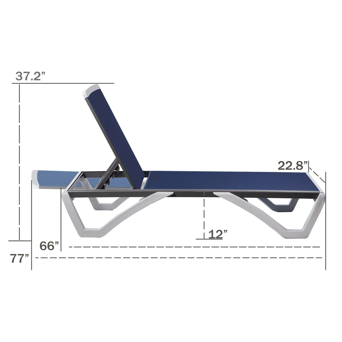 Kozyard Alan Chaise longue de patio inclinable et réglable, entièrement plate, en aluminium et résine de polypropylène